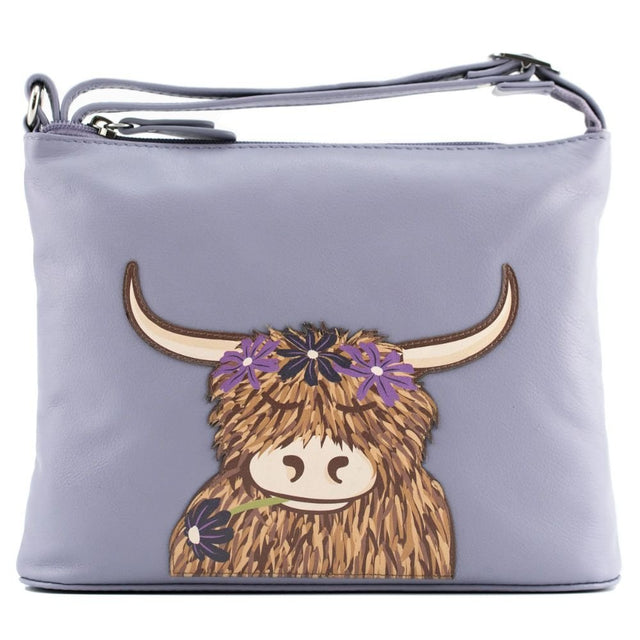 Mala Leather Bella Highland Cow Midi Crossbody Bag - Old Railway Line Garden Centre