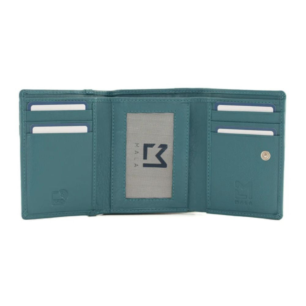 Mala Leather Bella Mum and Daughter Small Tri fold Purse - Teal