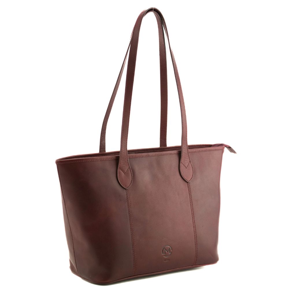 Mala Leather Bloomsbury Shoulder Satchel Leather Bag - Burgundy