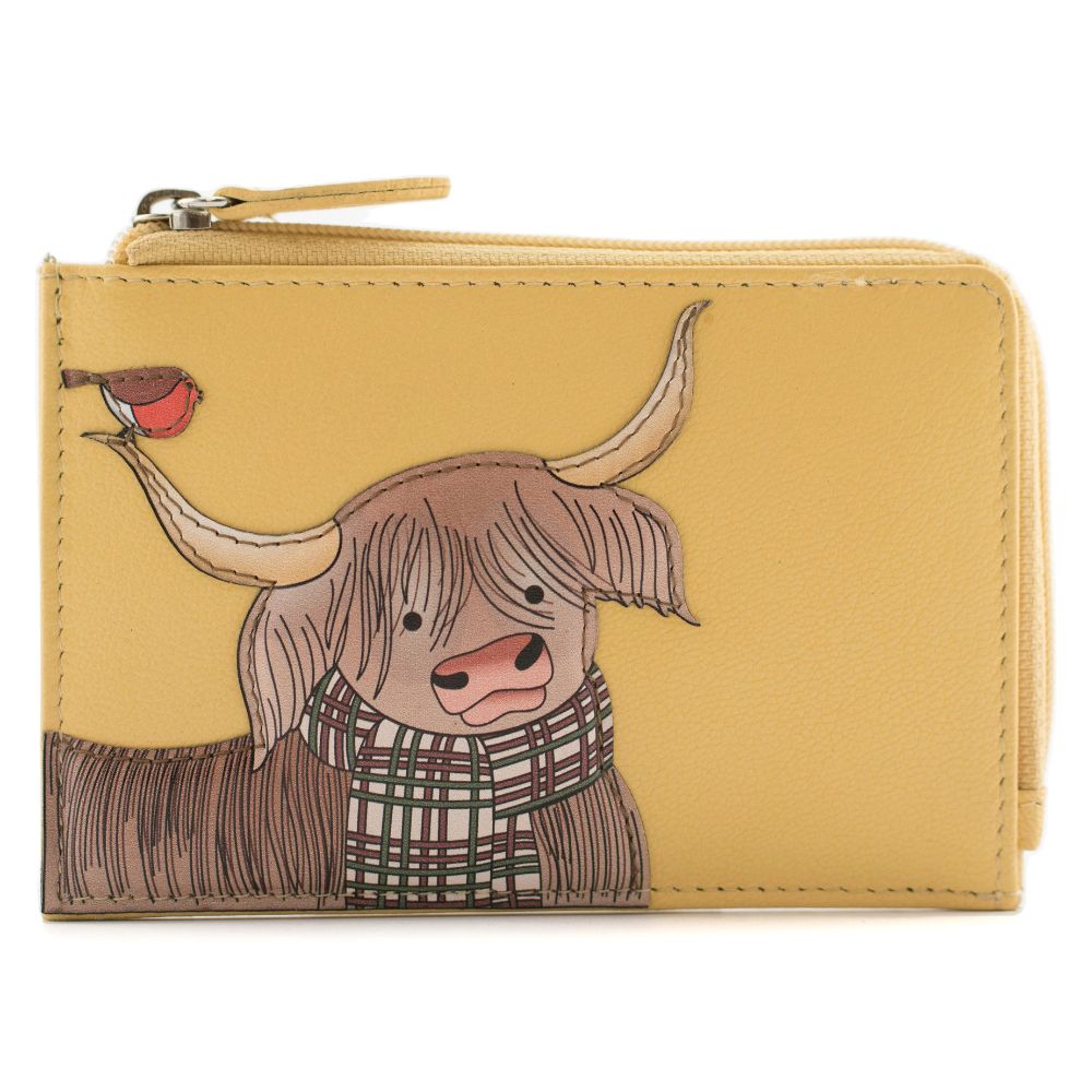 Mala Leather Callum The Cow Coin & Card Purse - Yellow