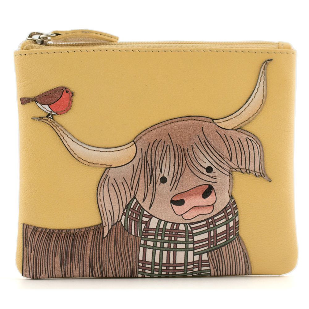 Mala Leather Callum The Cow Coin Purse - Yellow