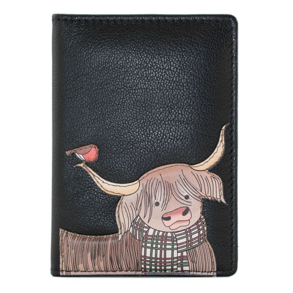 Mala Leather Callum the Cow ID/Card Holder -Black