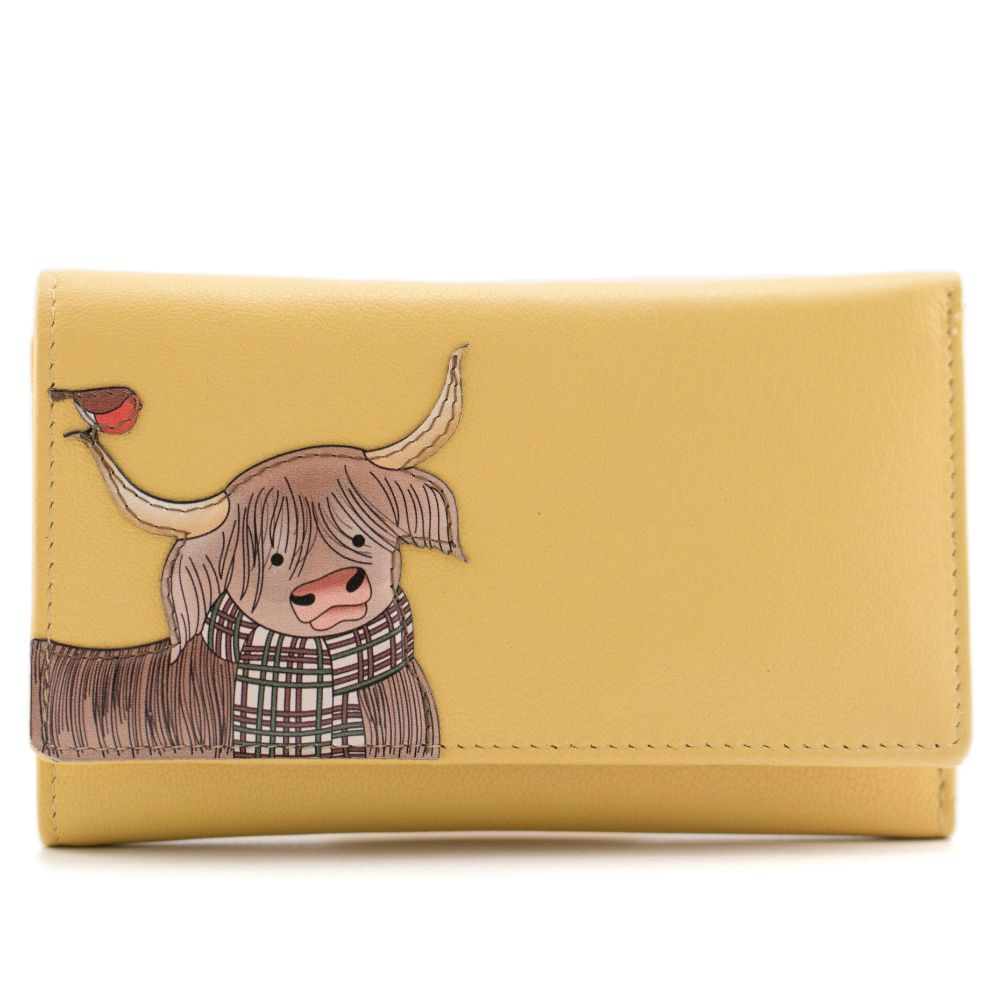 Mala Leather Callum The Cow Large Tri Fold - Yellow