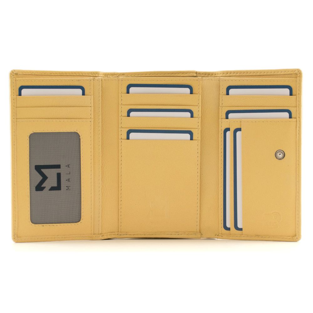 Mala Leather Callum The Cow Large Tri Fold - Yellow