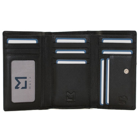 Mala Leather Callum The Cow Large Tri Fold - Black