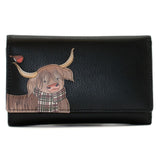 Mala Leather Callum The Cow Large Tri Fold - Black
