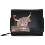 Mala Leather Callum The Cow Med Tri Fold - Black
