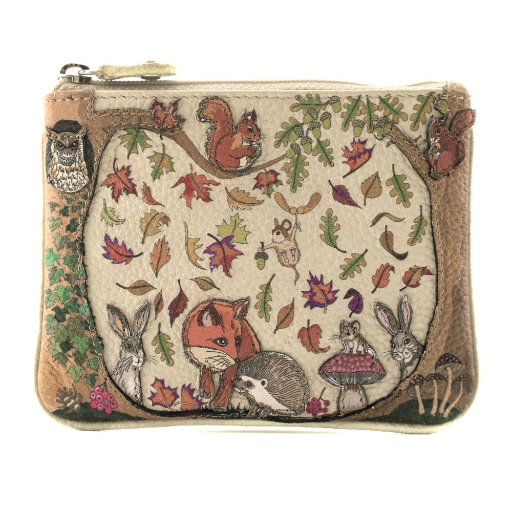 Mala Leather Foxglove Forest Compact Tri fold Purse