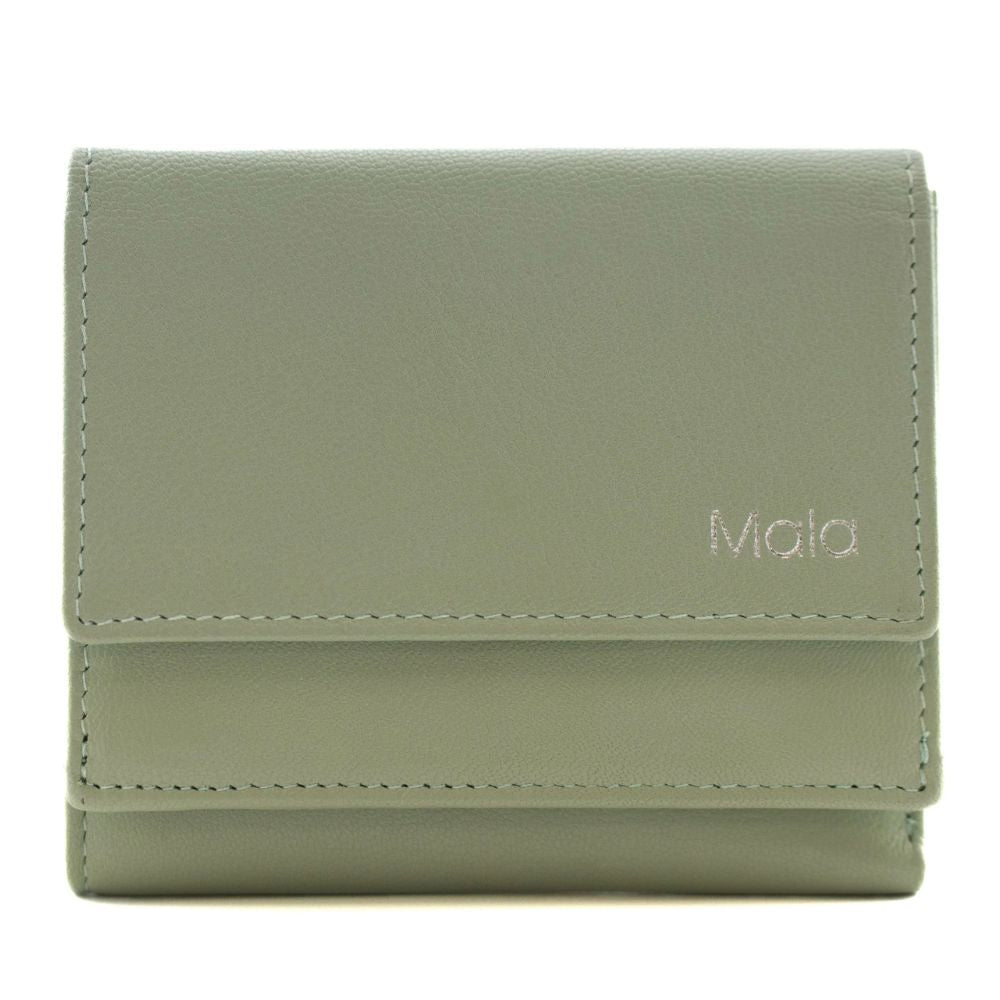 Mala Leather Kora Tri fold Purse - Green