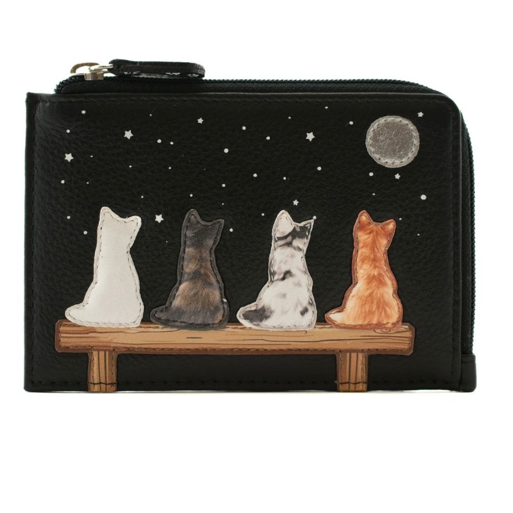 Mala Leather Midnight Card & Coin Purse - Black