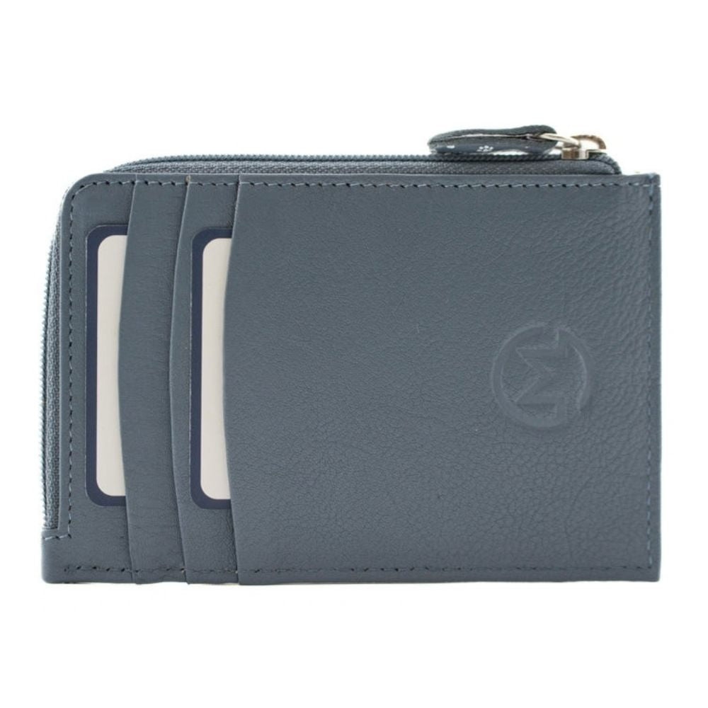 Mala Leather Midnight Card & Coin Purse - Denim