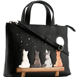 Mala Leather Midnight Cats Multi-way Grab Bag - Black