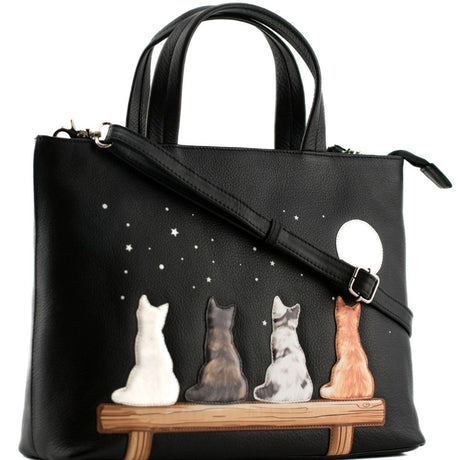 Mala Leather Midnight Cats Multi-way Grab Bag - Black