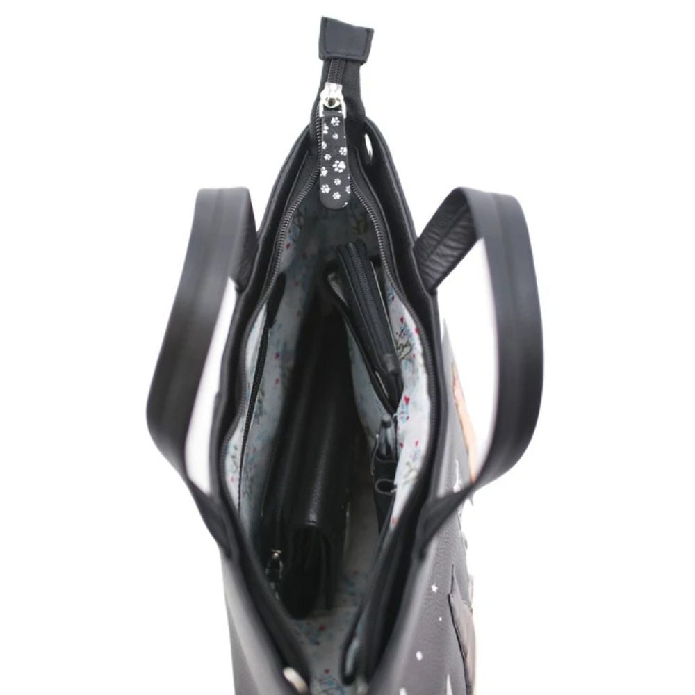 Mala Leather Midnight Cats Multi-way Grab Bag - Black