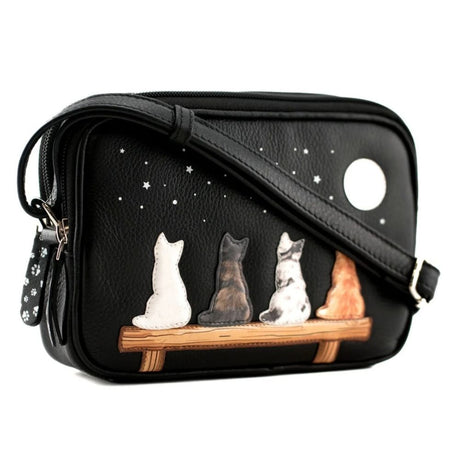 Mala Leather Midnight Double Zip Crossbody Bag - Black
