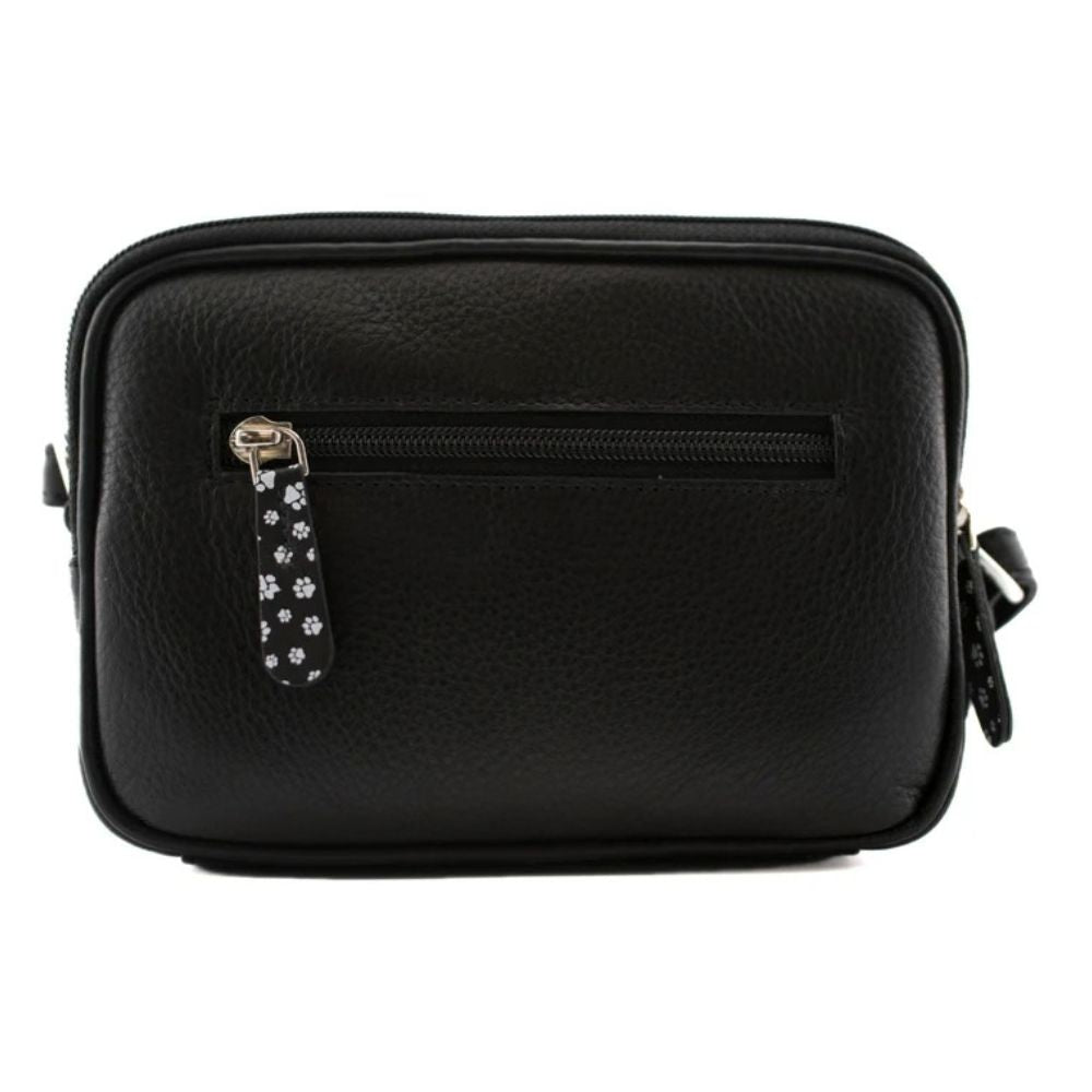 Mala Leather Midnight Double Zip Crossbody Bag - Black