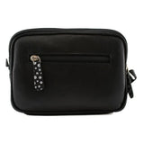 Mala Leather Midnight Double Zip Crossbody Bag - Black