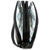 Mala Leather Midnight Double Zip Crossbody Bag - Black