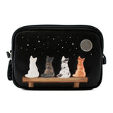 Mala Leather Midnight Double Zip Crossbody Bag - Black