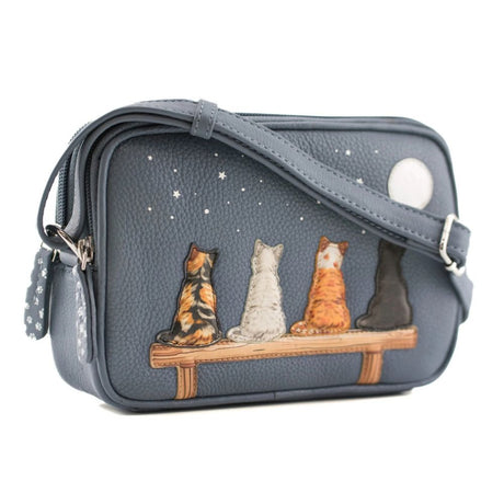 Mala Leather Midnight Double Zip Crossbody Bag - Denim