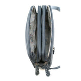 Mala Leather Midnight Double Zip Crossbody Bag - Denim