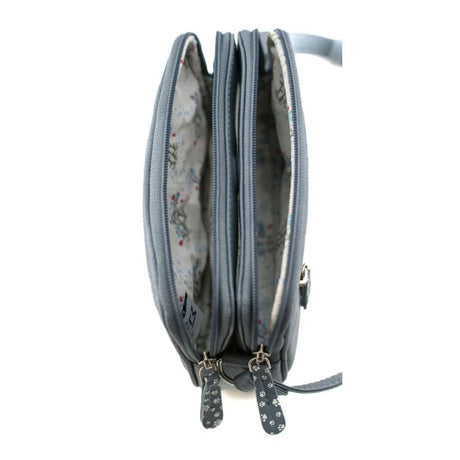 Mala Leather Midnight Double Zip Crossbody Bag - Denim