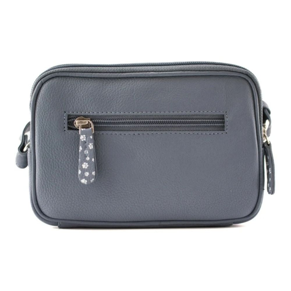 Mala Leather Midnight Double Zip Crossbody Bag - Denim