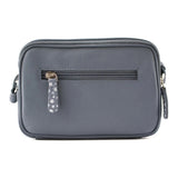 Mala Leather Midnight Double Zip Crossbody Bag - Denim