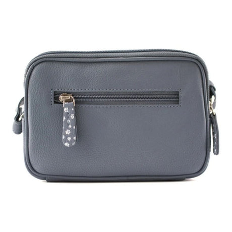 Mala Leather Midnight Double Zip Crossbody Bag - Denim