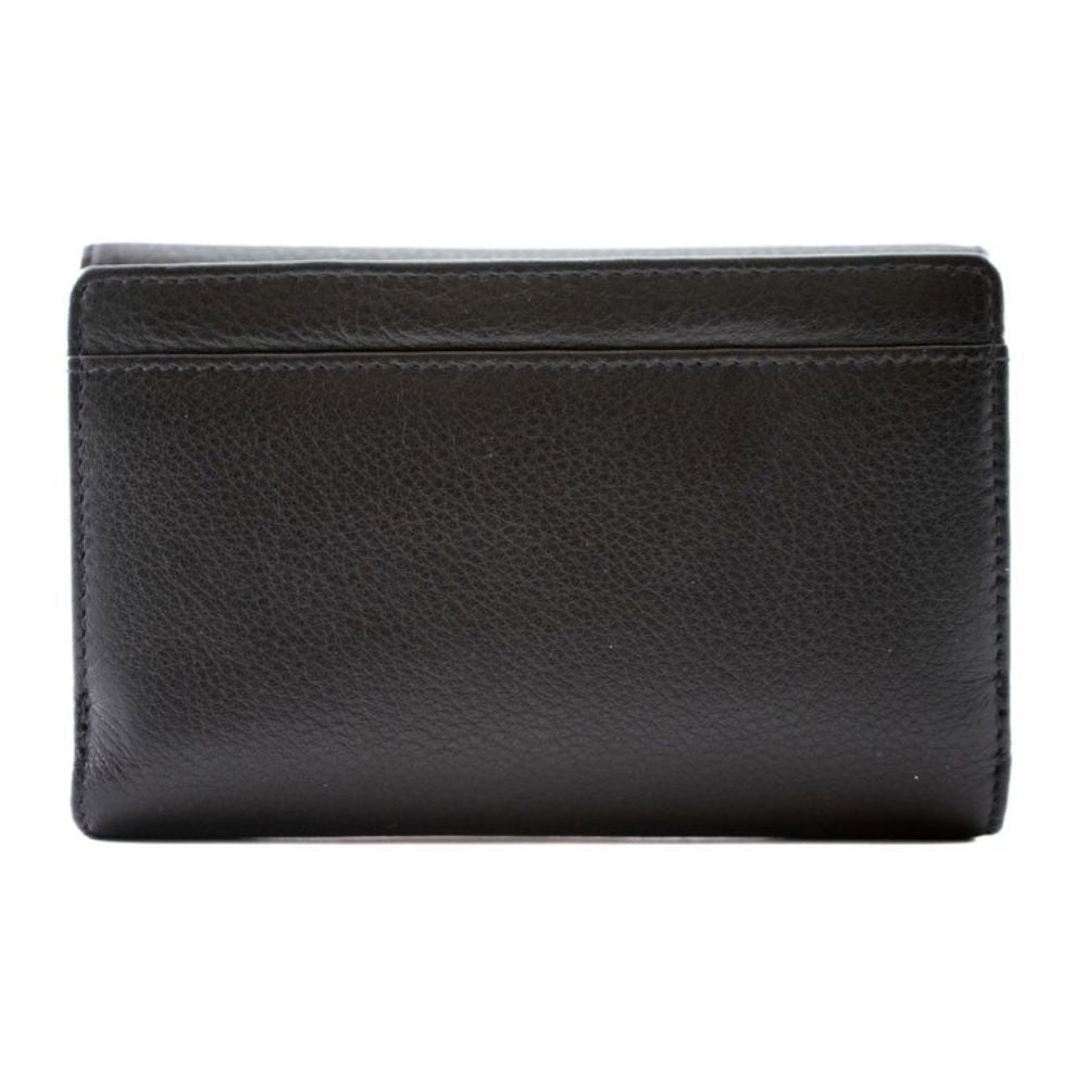 Mala Leather Midnight Large Tri Fold Purse - Black