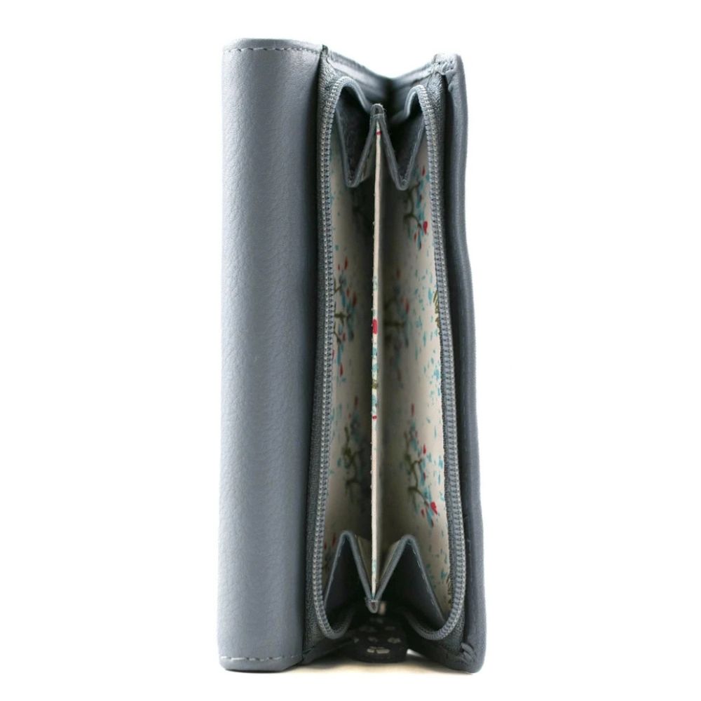Mala Leather Midnight Large Tri Fold Purse- Denim