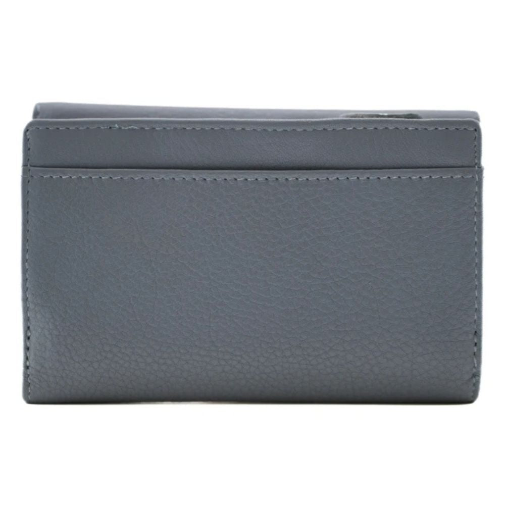 Mala Leather Midnight Large Tri Fold Purse- Denim