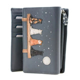 Mala Leather Midnight Large Tri Fold Purse- Denim