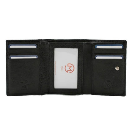 Mala Leather Midnight Tri Fold Purse - Black