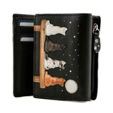 Mala Leather Midnight Tri Fold Purse - Black