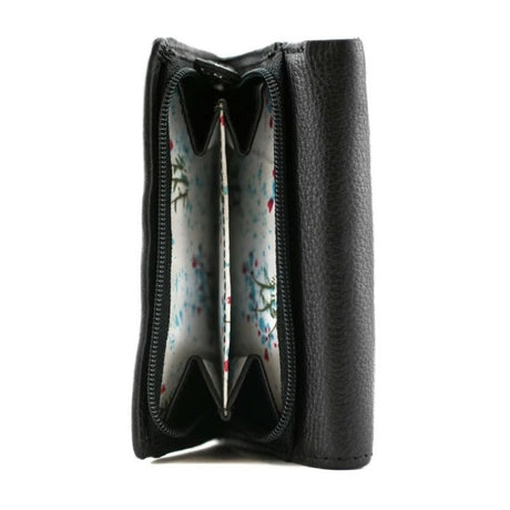 Mala Leather Midnight Tri Fold Purse - Black