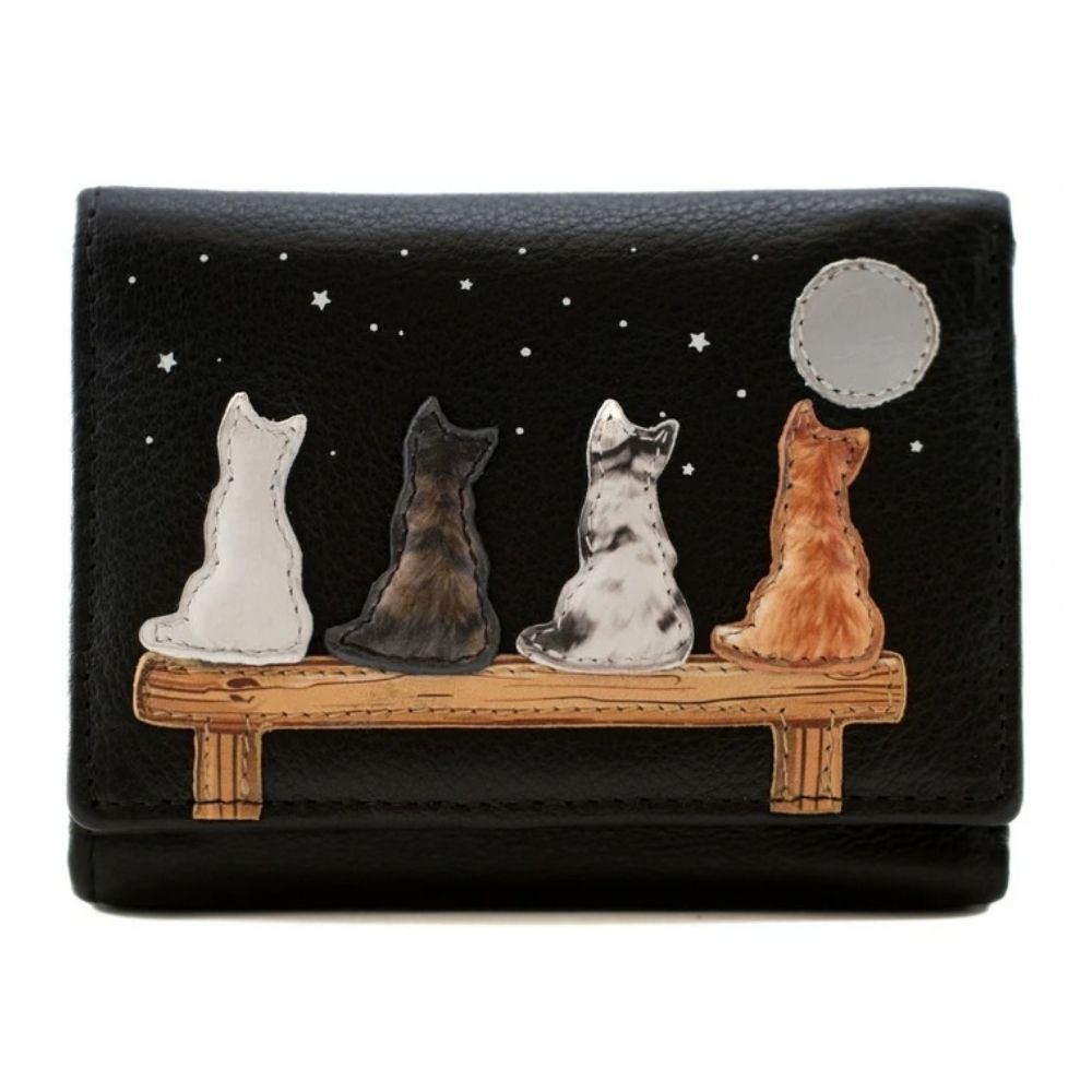 Mala Leather Midnight Tri Fold Purse - Black