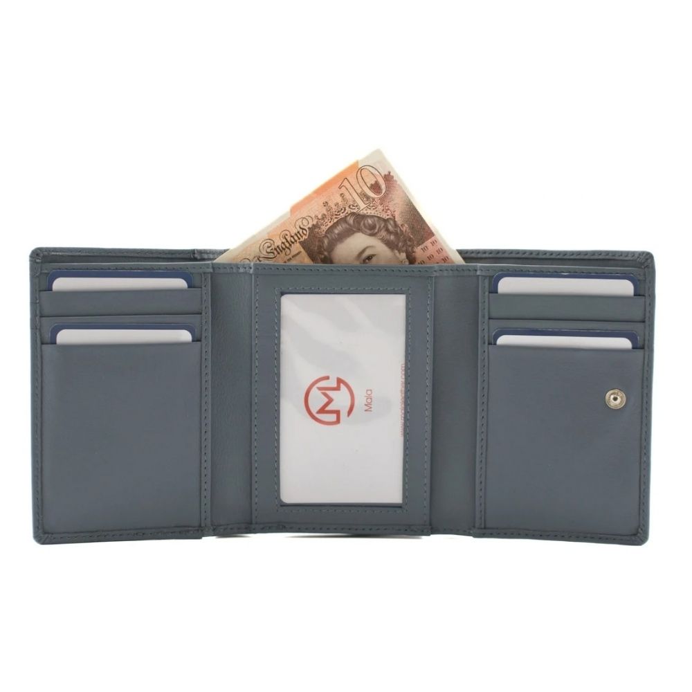Mala Leather Midnight Tri Fold Purse - Denim