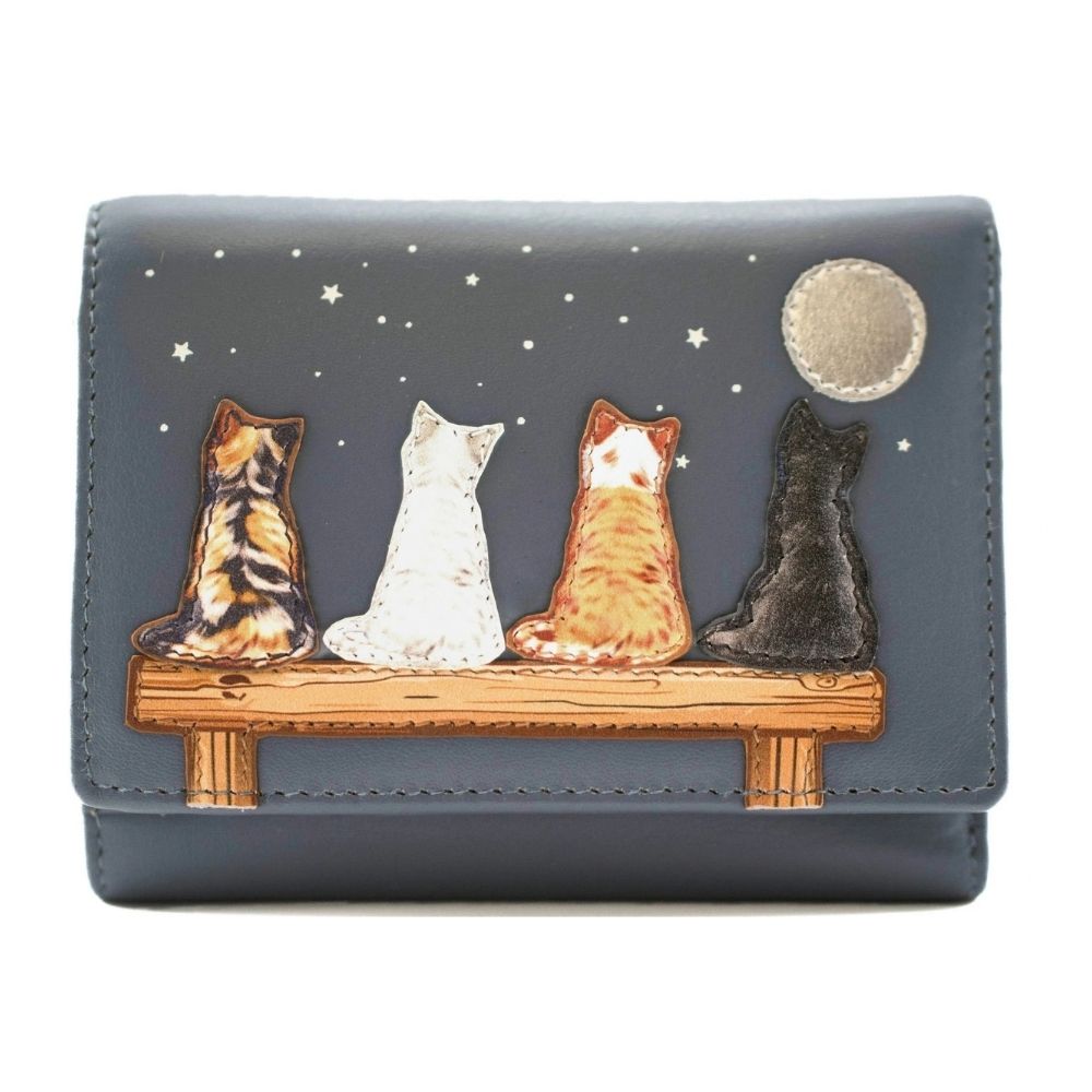 Mala Leather Midnight Tri Fold Purse - Denim