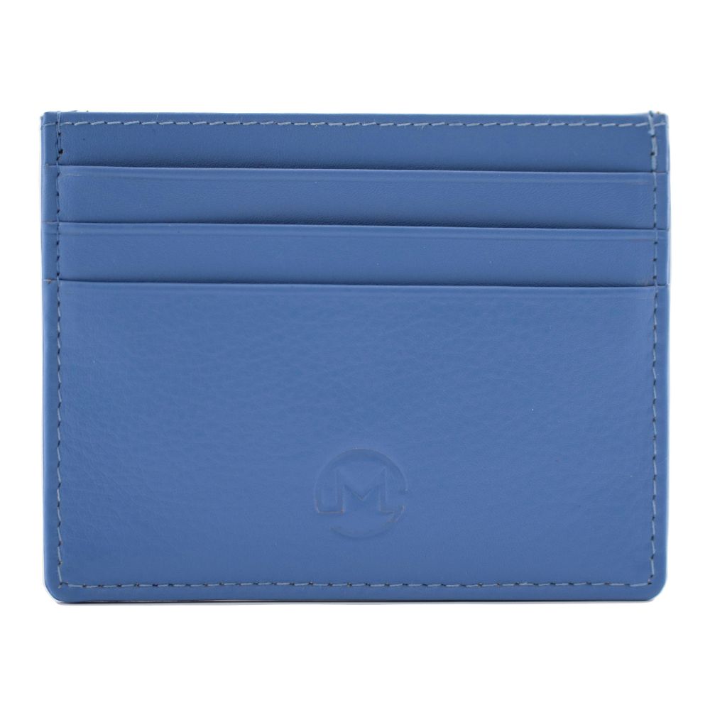 Mala Leather Origin Plain Leather Card Holder With Zip Pocket - Blueberry