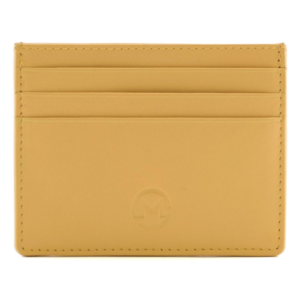 Mala Leather Origin Plain Leather Card Holder With Zip Pocket - Lemon