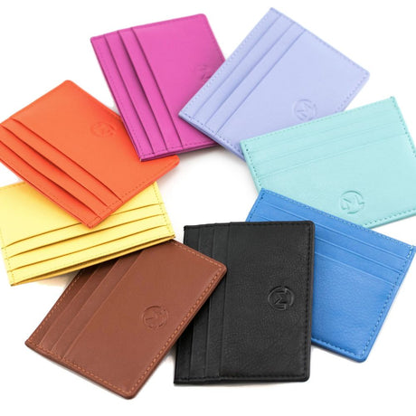 Mala Leather Origin Plain Leather Card Holder With Zip Pocket - Lemon