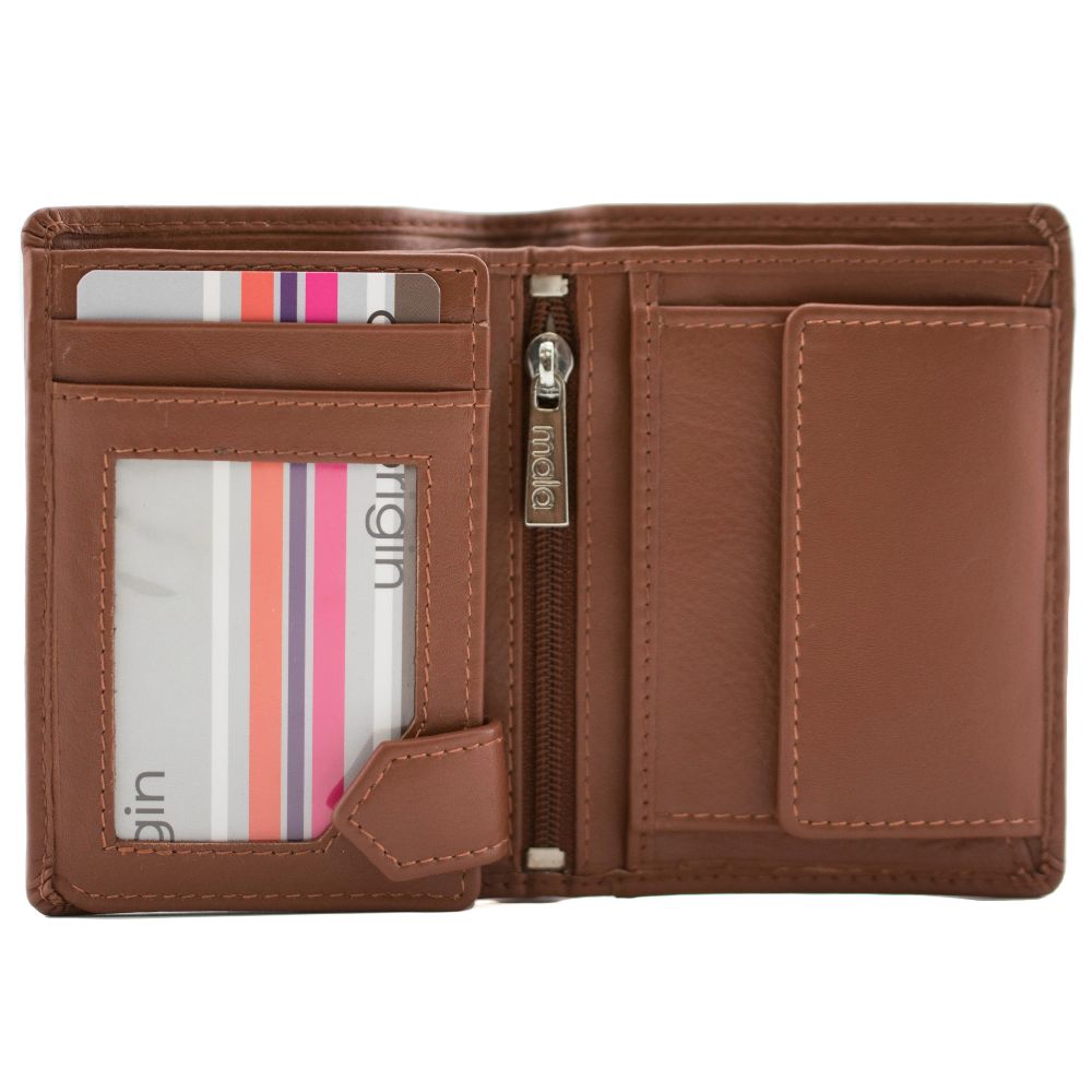 Mala Leather Origin Plain Leather Compact Shirt Wallet With Coin Pocket - Tan