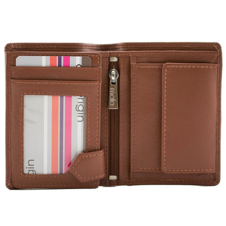 Mala Leather Origin Plain Leather Compact Shirt Wallet With Coin Pocket - Tan