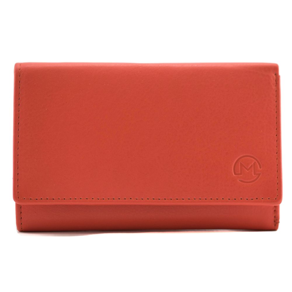Mala Leather Origin Plain Leather Large Tri-fold Purse - Orange
