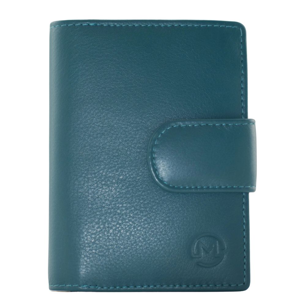 Mala Leather Origin Plain Leather Medium Tab Purse With Outside ID Window - Teal