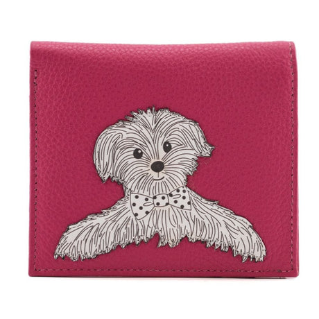 Mala Leather Pink Coco Pup Compact Purse With Zip Coin Pocket - Old Railway Line Garden Centre