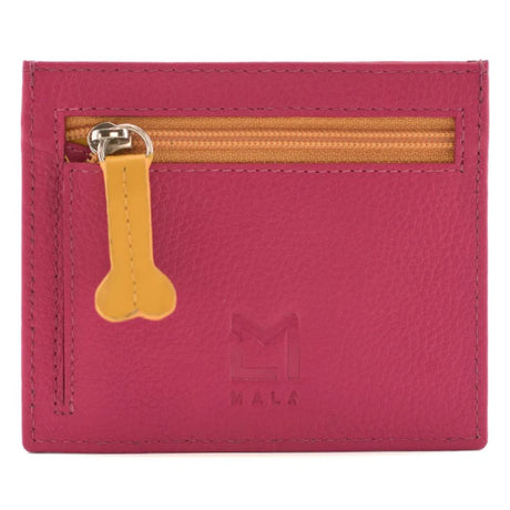 Mala Leather Pink Coco Pup Slim Card Holder With Zip Coin Back Pocket - Old Railway Line Garden Centre