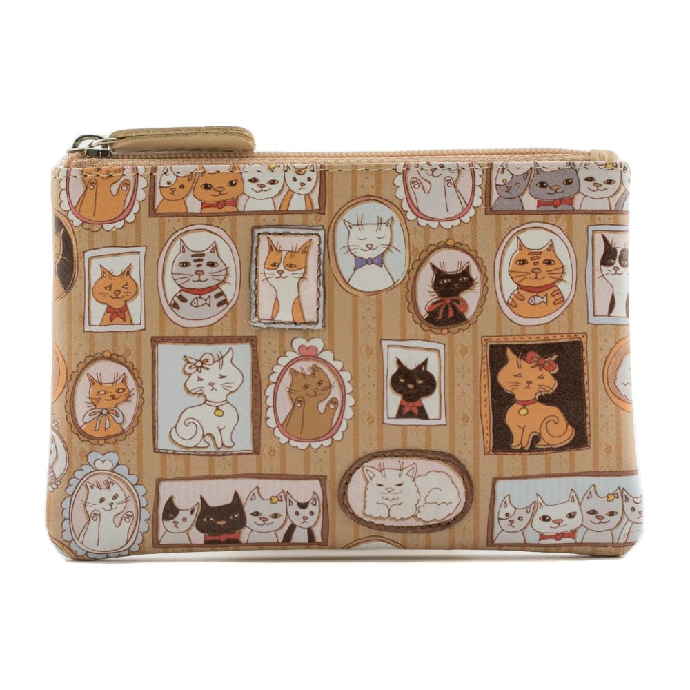 Mala Leather Pinky Cat Portraits Coin Purse