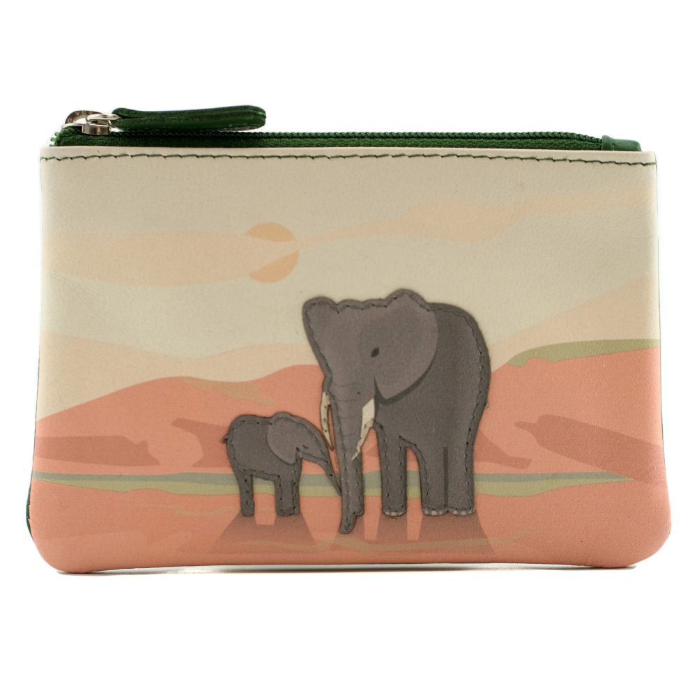 Mala Leather Pinky Elephants Coin Purse